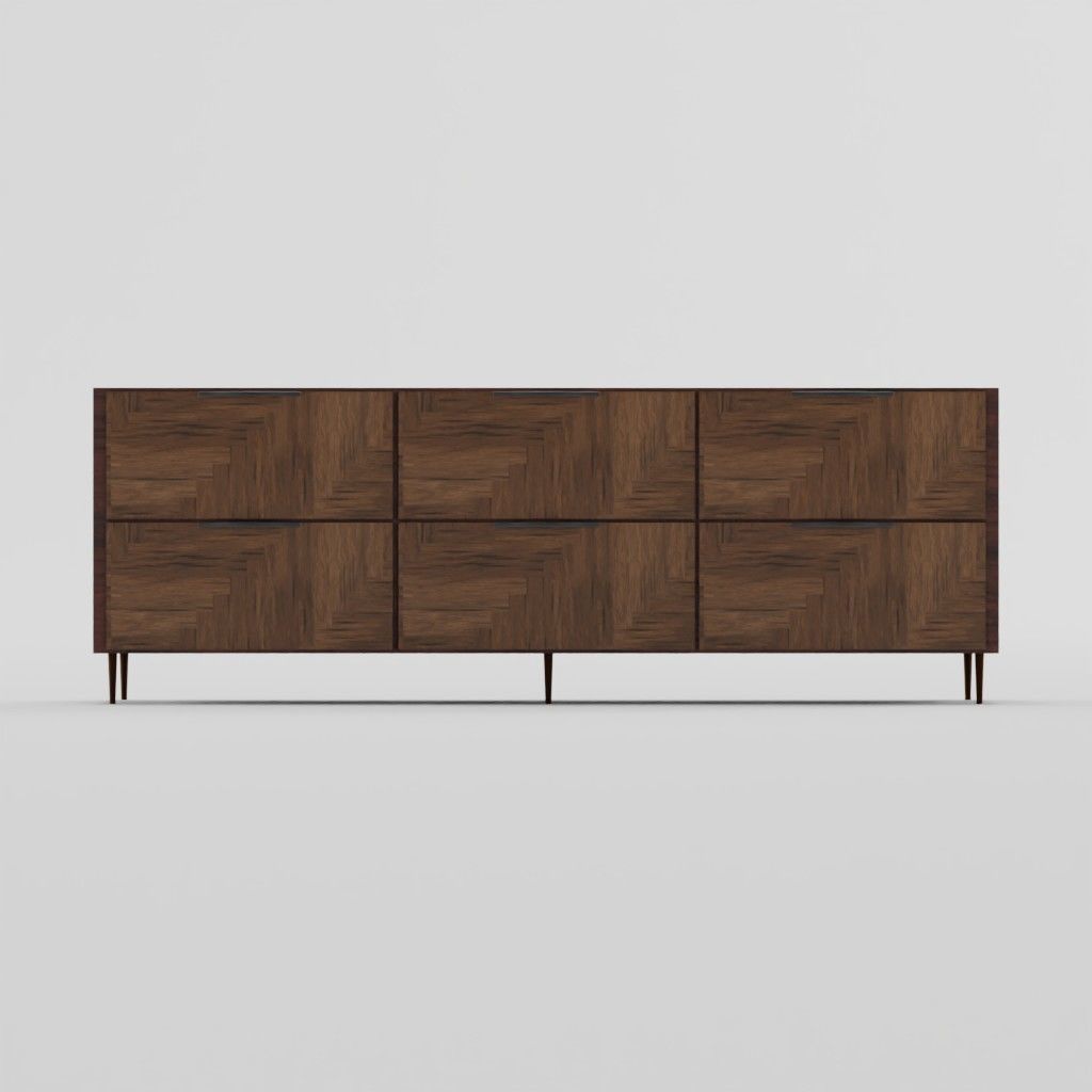 Cabinet Drawer Dresser - Walnut 3D model_1