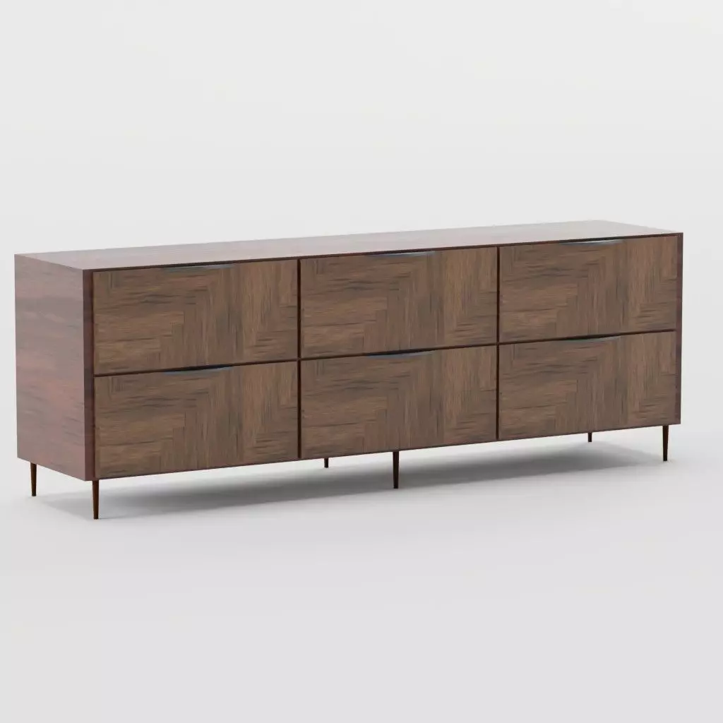 Cabinet Drawer Dresser - Walnut 3D model_0