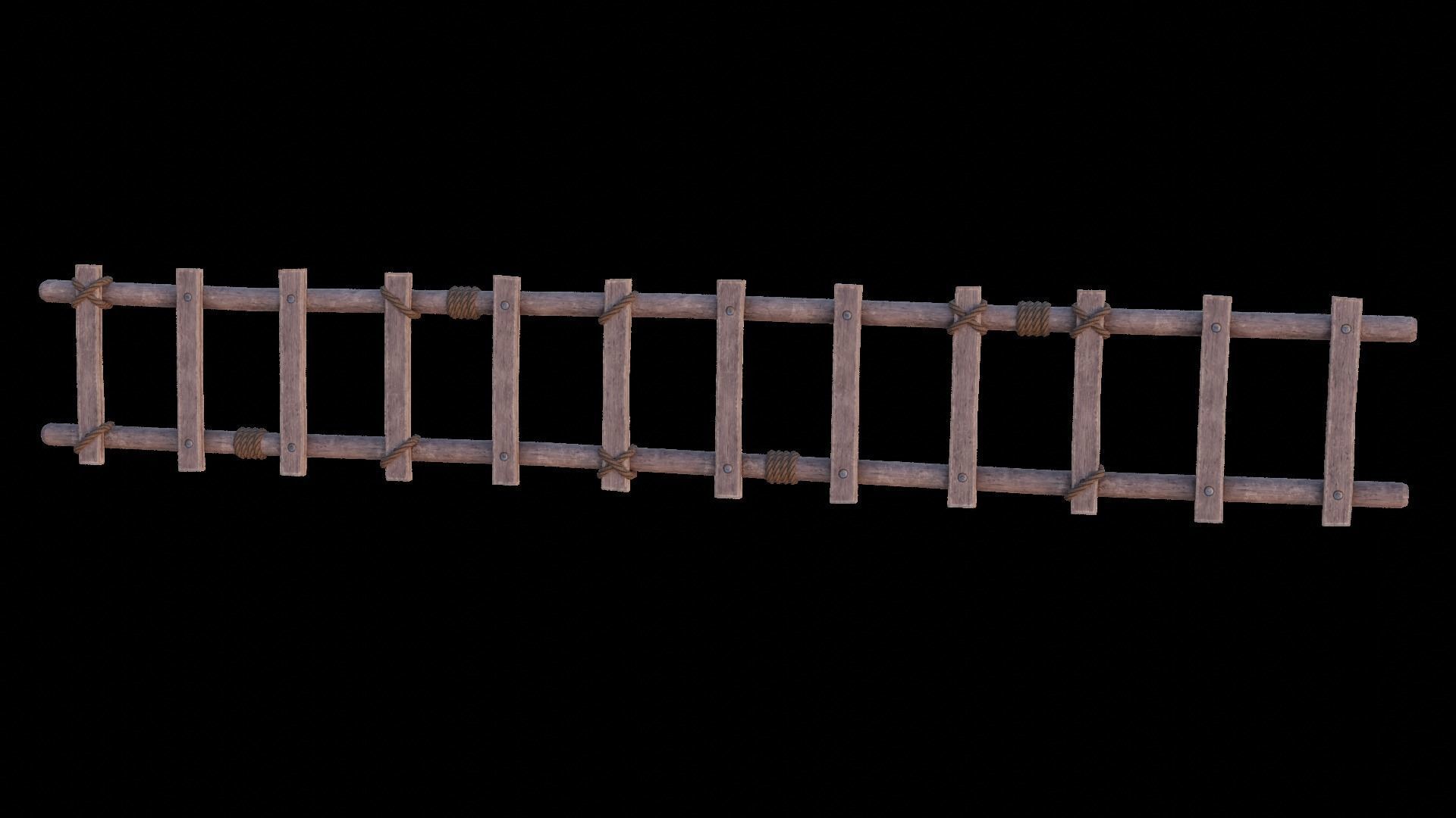 Ladder wooden 3D model_1