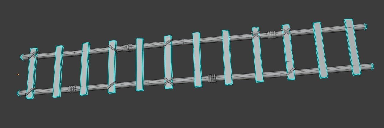 Ladder wooden 3D model_6