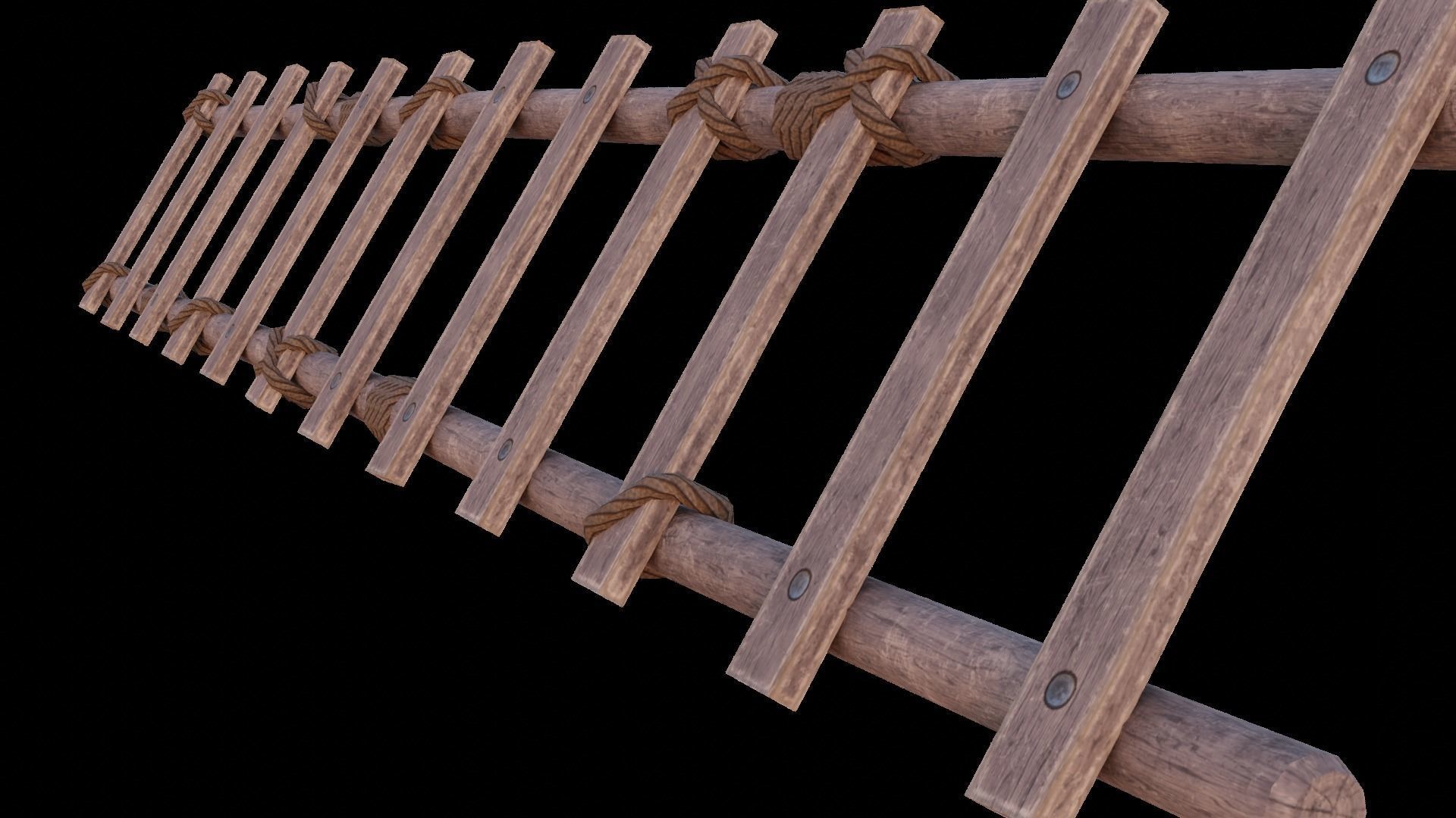 Ladder wooden 3D model_2