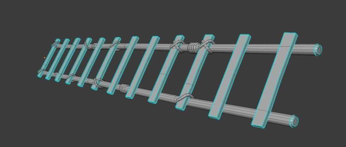 Ladder wooden 3D model_5