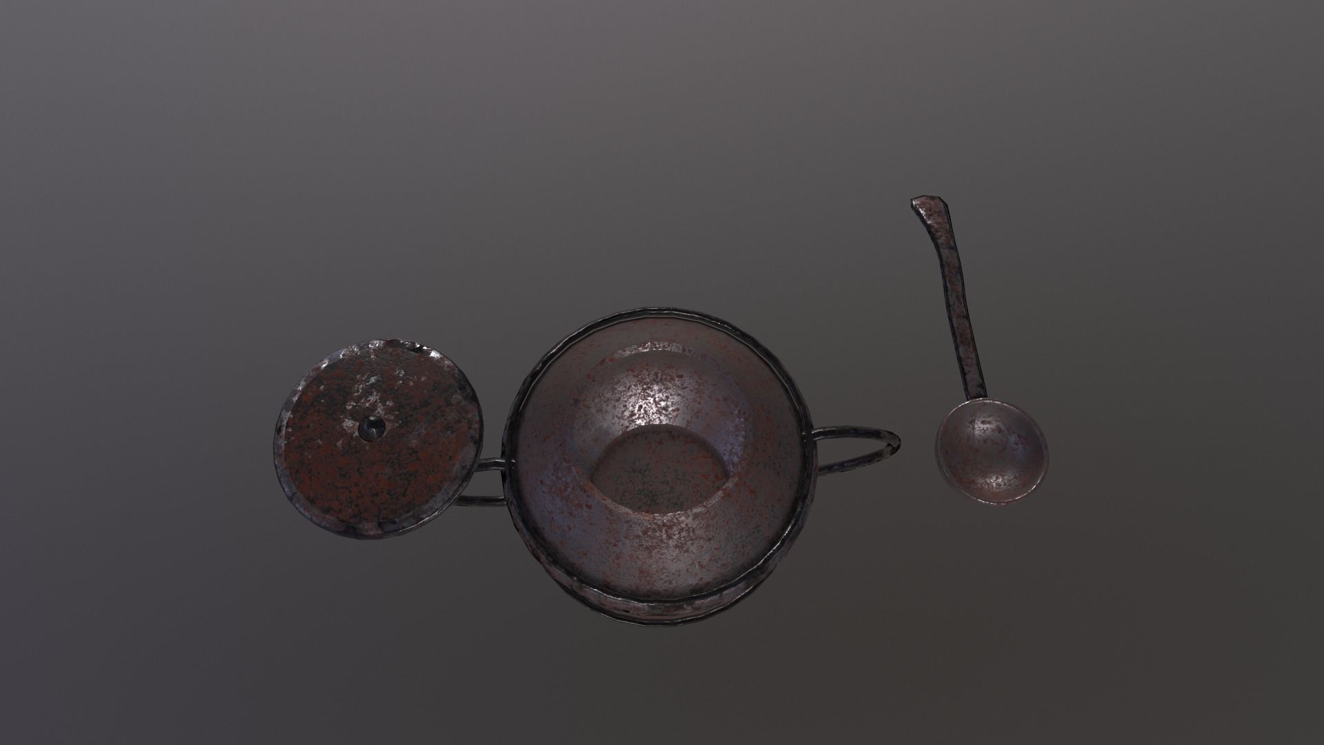 Medieval Teapot and Ladle Game Ready Low Poly 3D Model Low-poly 3D model_4