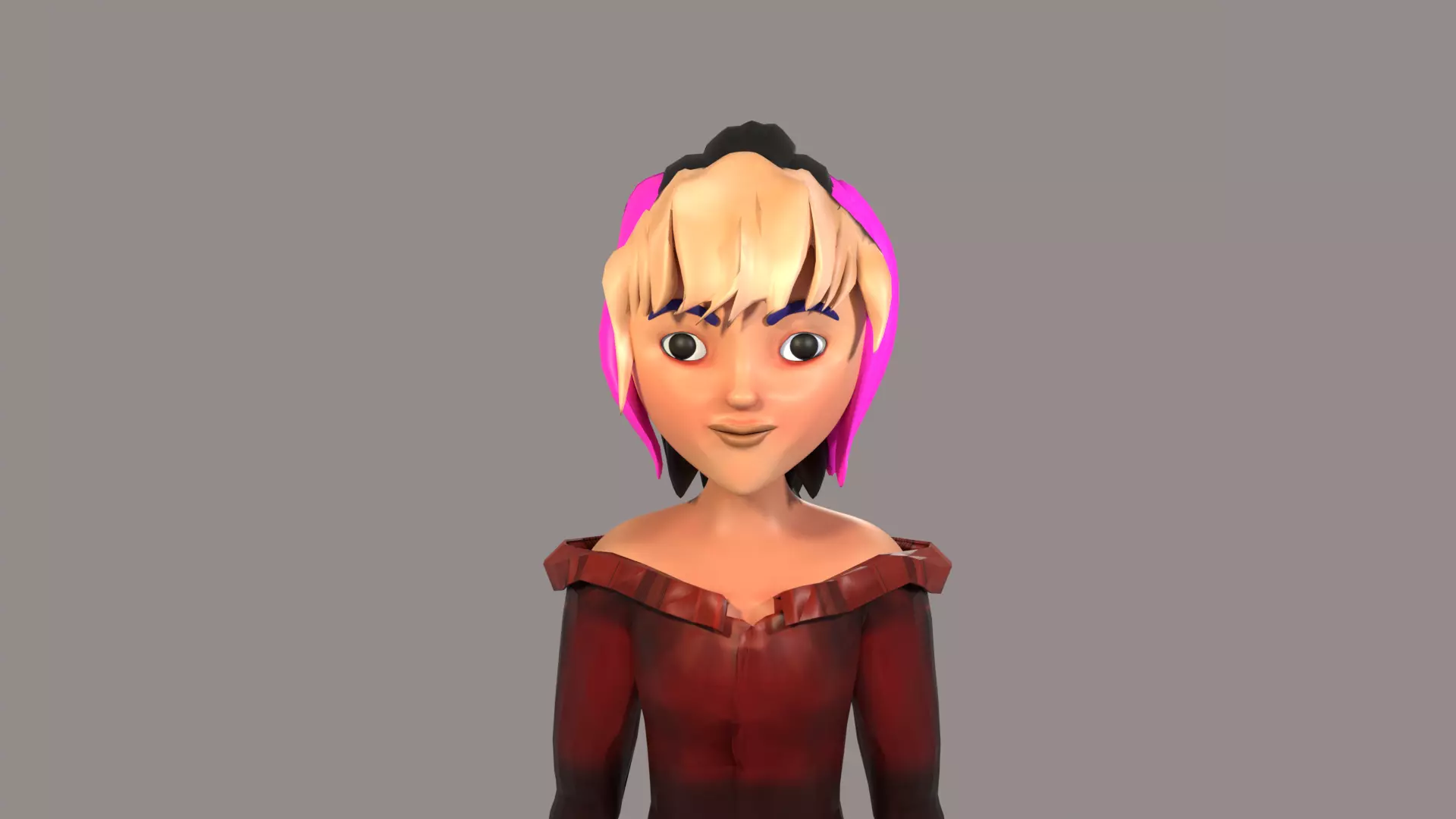 Cartoon Girl Low-poly 3D model