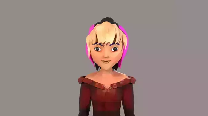 Cartoon Girl Low-poly 3D model