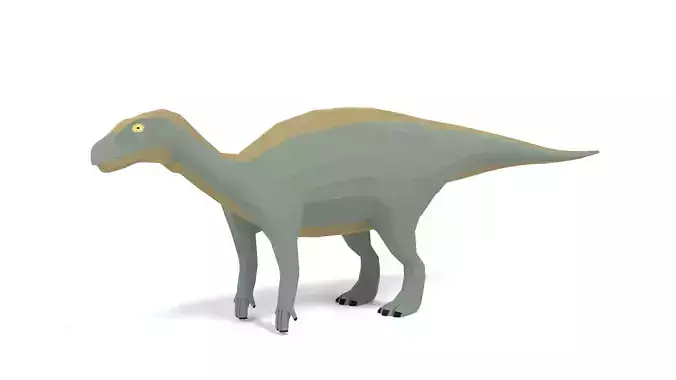 Low Poly Cartoon Iguanodon Dinosaur