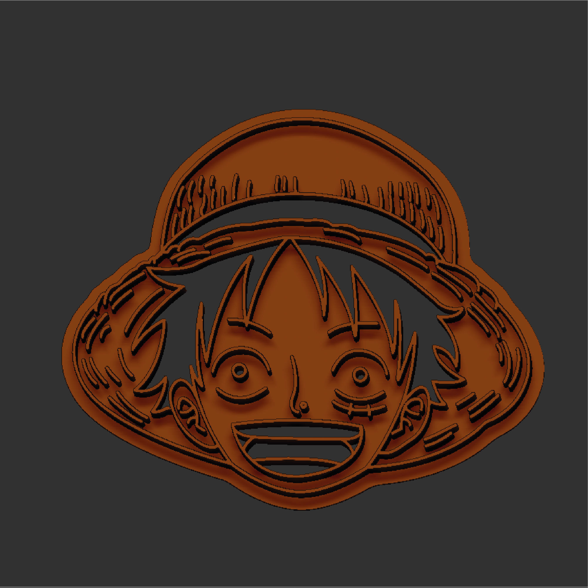 One Piece Luffy cookie cutter Stl file 3D print model_1