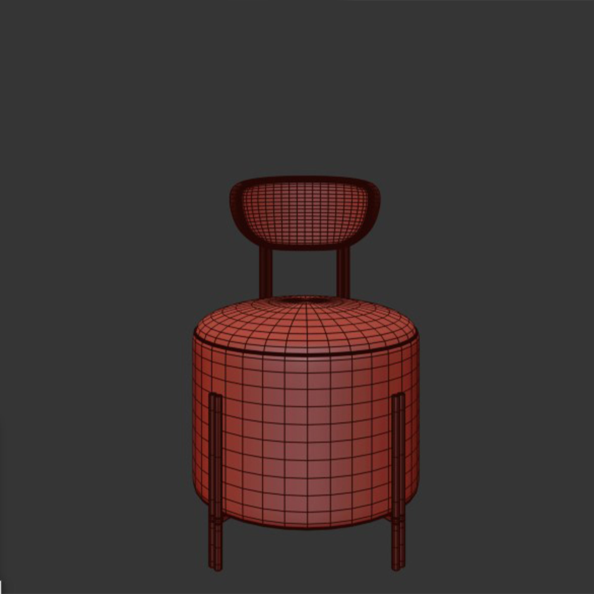 Melange vanity chair Low-poly 3D model_6