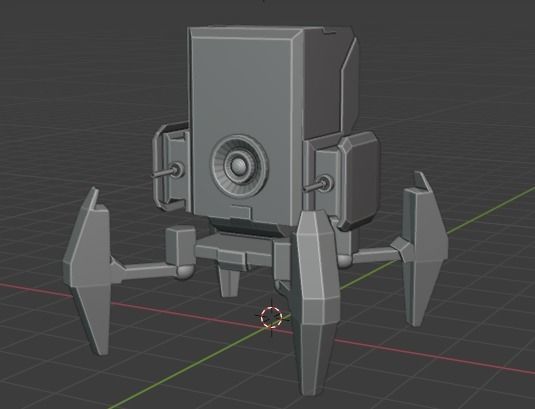 low poly turret futuristic robot Low-poly 3D model_3