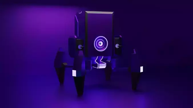 low poly turret futuristic robot