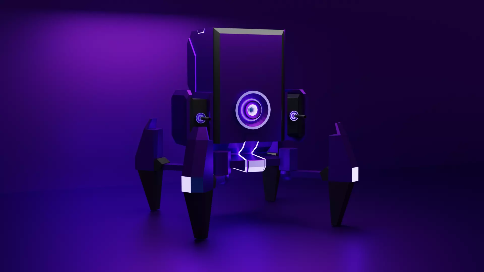 low poly turret futuristic robot Low-poly 3D model_0
