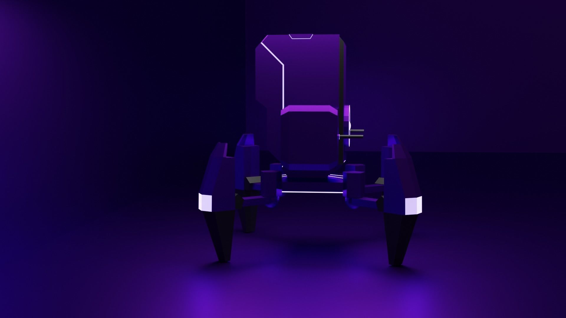 low poly turret futuristic robot Low-poly 3D model_1