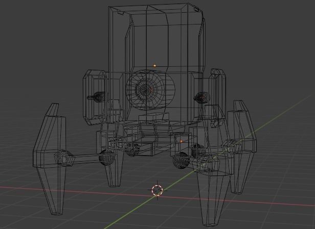 low poly turret futuristic robot Low-poly 3D model_4