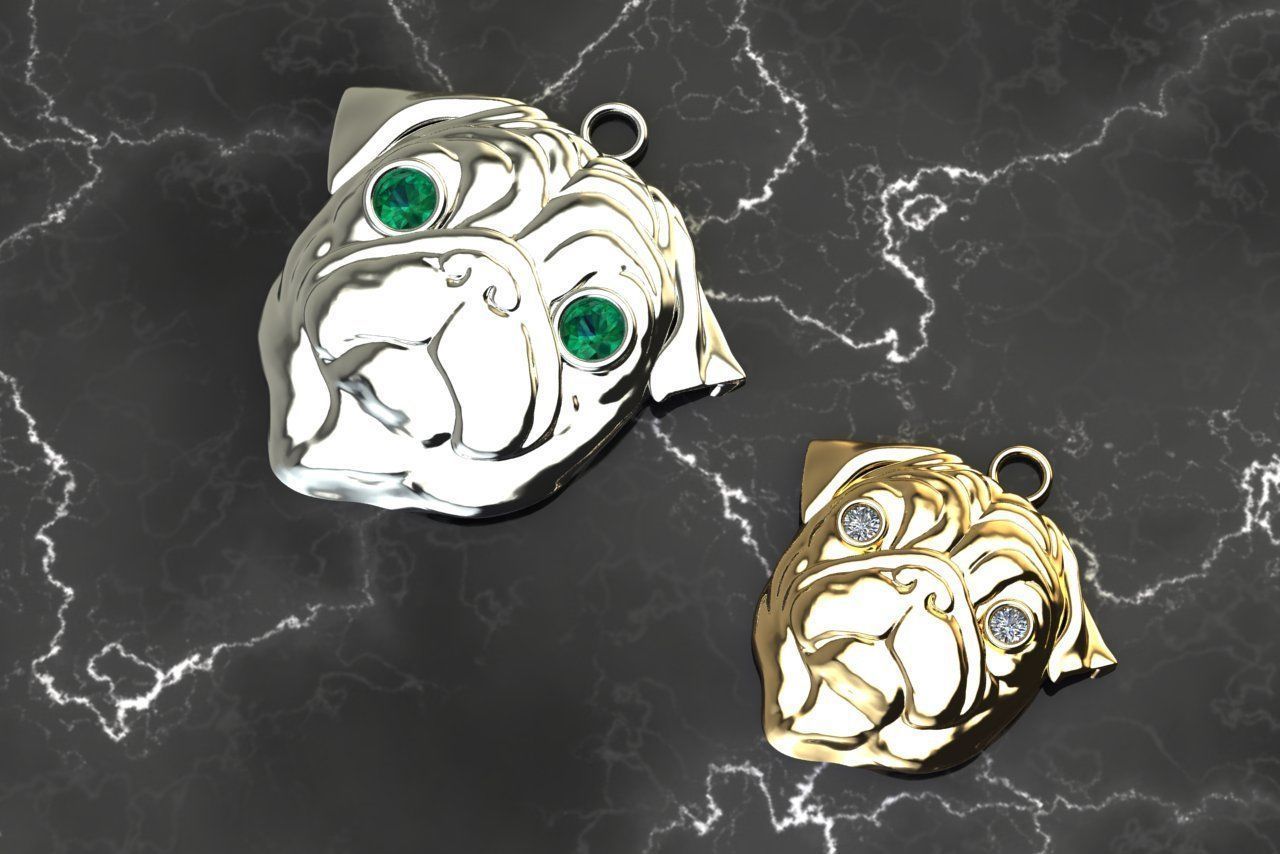 PUG Necklace 3D print model_2