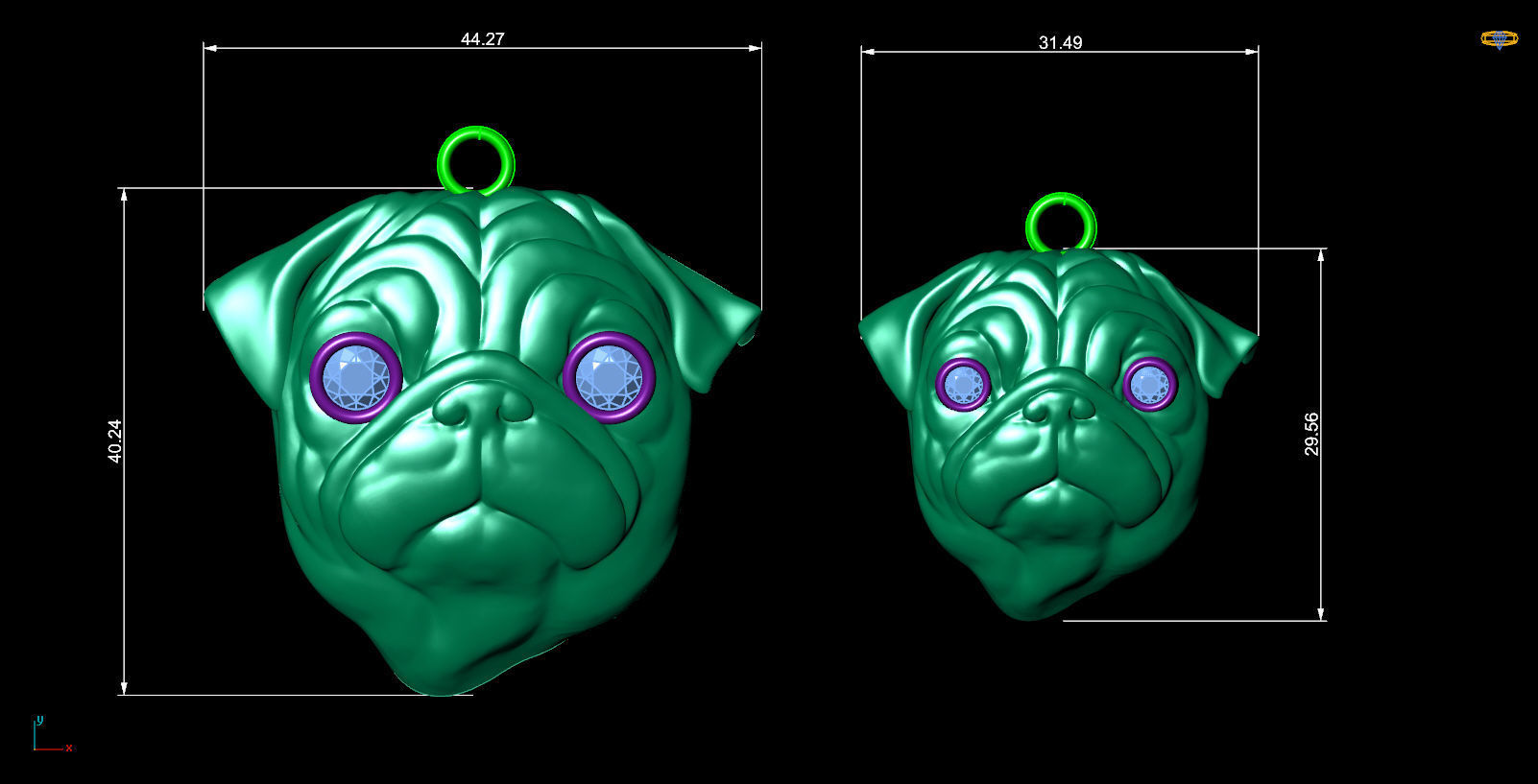 PUG Necklace 3D print model_4