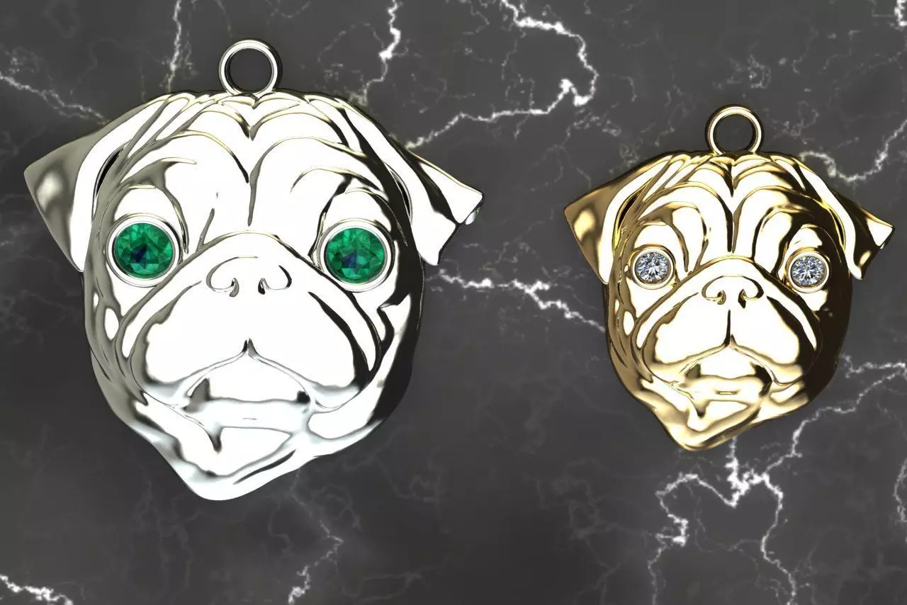 PUG Necklace 3D print model_0