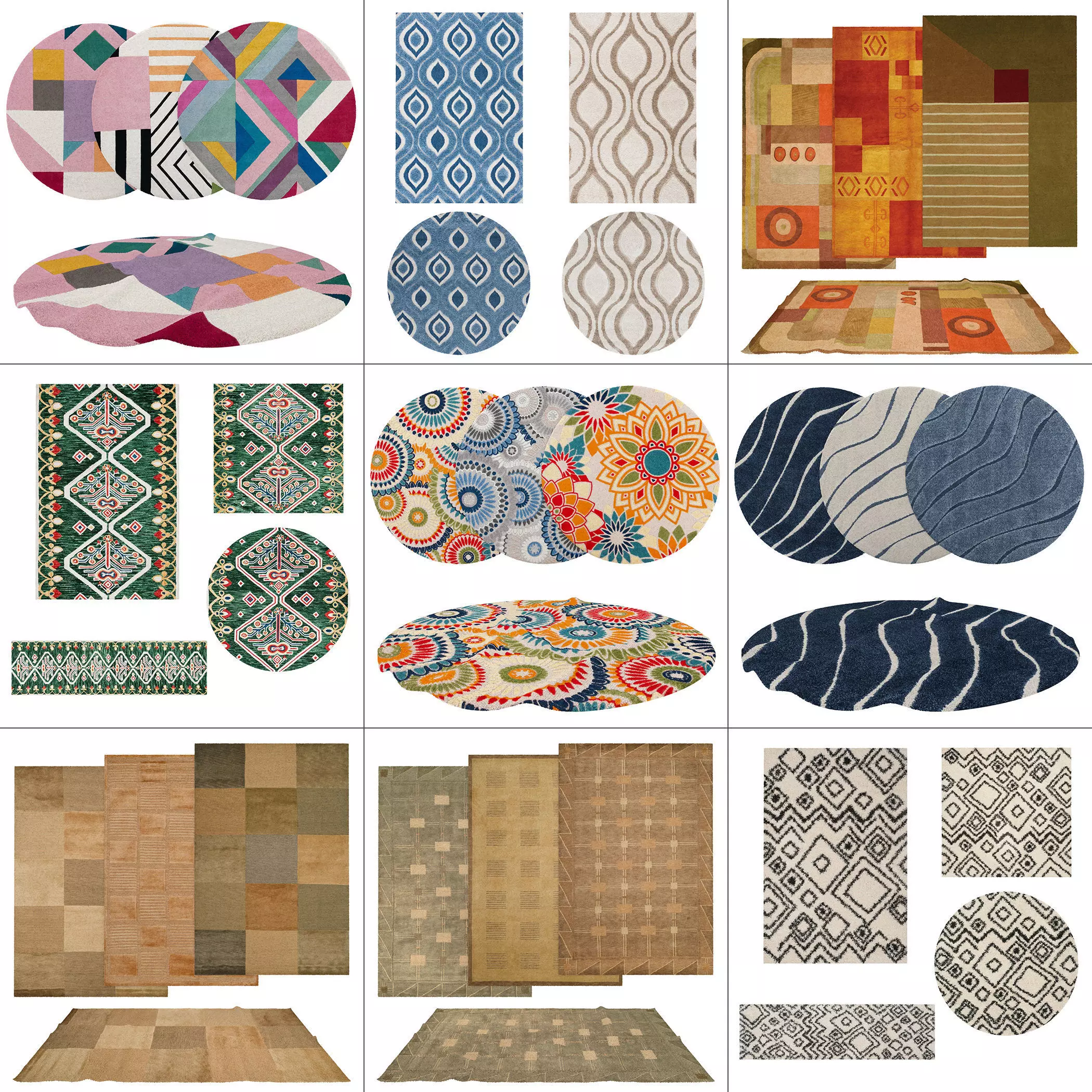 9 in 1 Rug Collection No 17 Low-poly 3D model