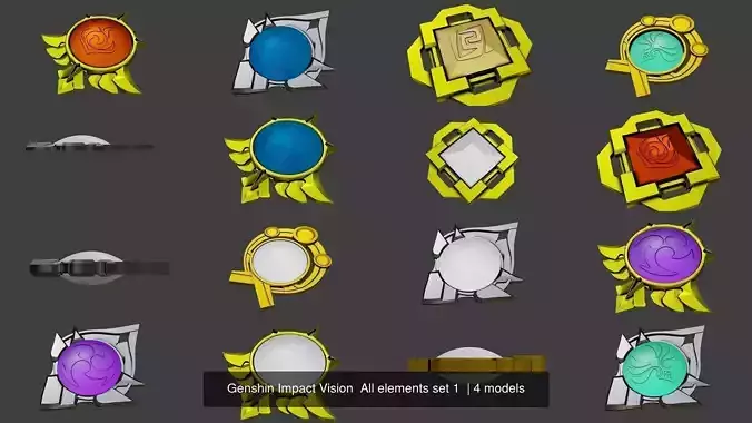Genshin Impact Vision  All elements set 1  3D Model Collection
