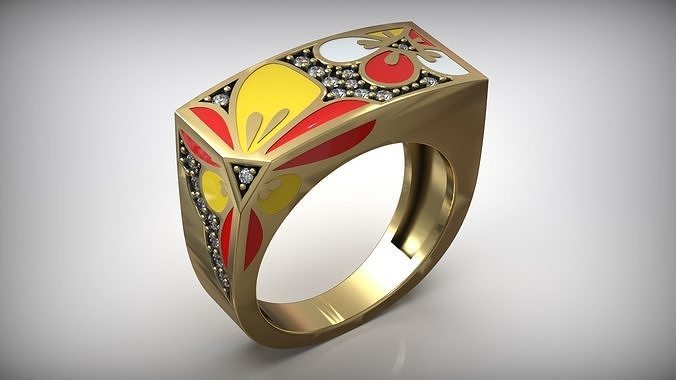 Enamel Fashion Diamond Ring  Free 3D print model
