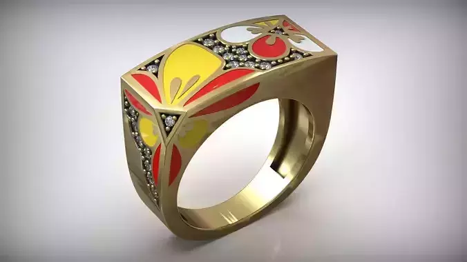 Enamel Fashion Diamond Ring 
