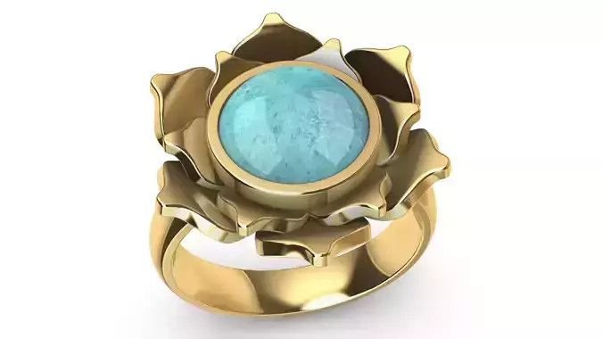 Lotus Flower Ring 3D Print Model