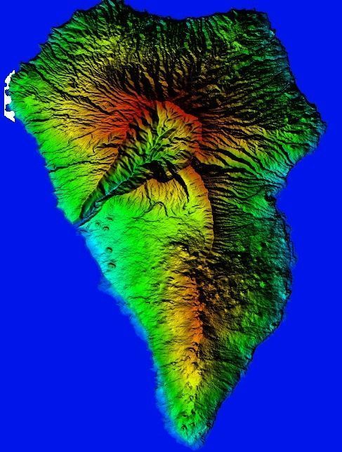 La palma island Elevation model 3D print and  Low-poly 3D model_1