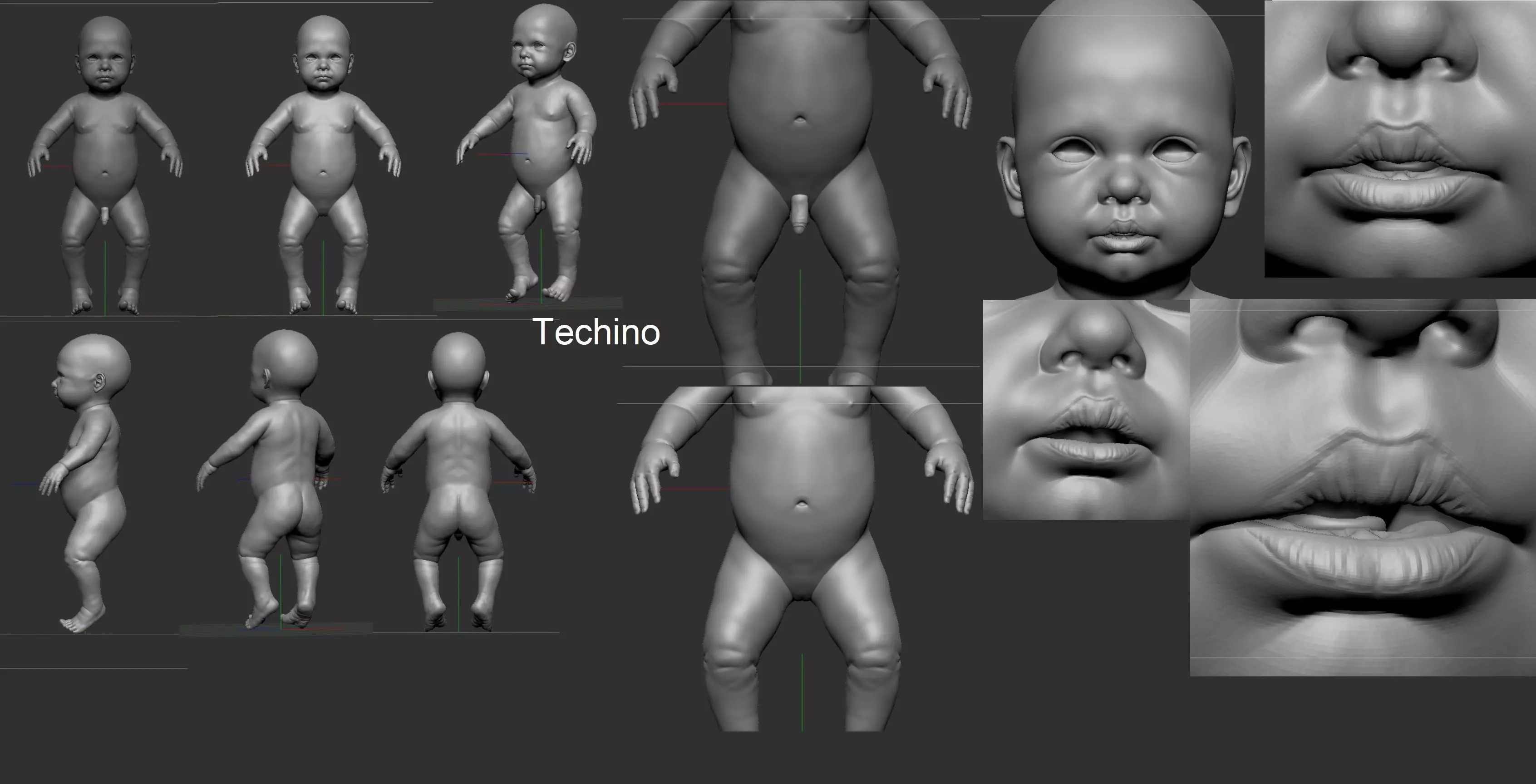 Realistic Baby Techino version 2 3D model_0