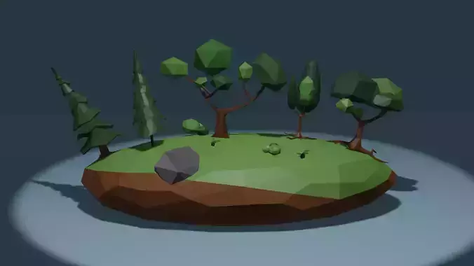 Wildlife summer trees bush and nature low-poly game ready