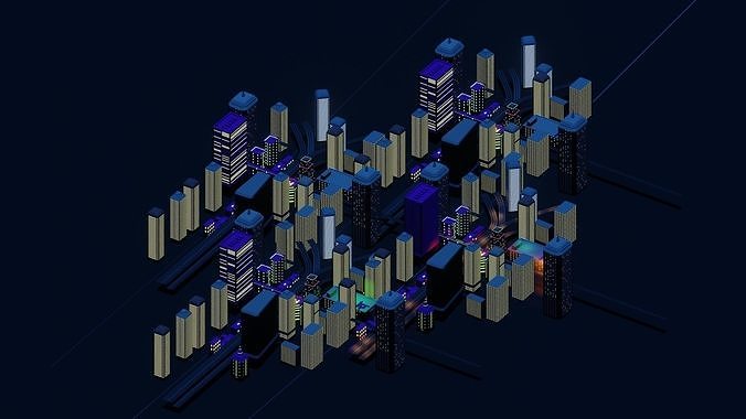 Skyscraper City Low-poly 3D model