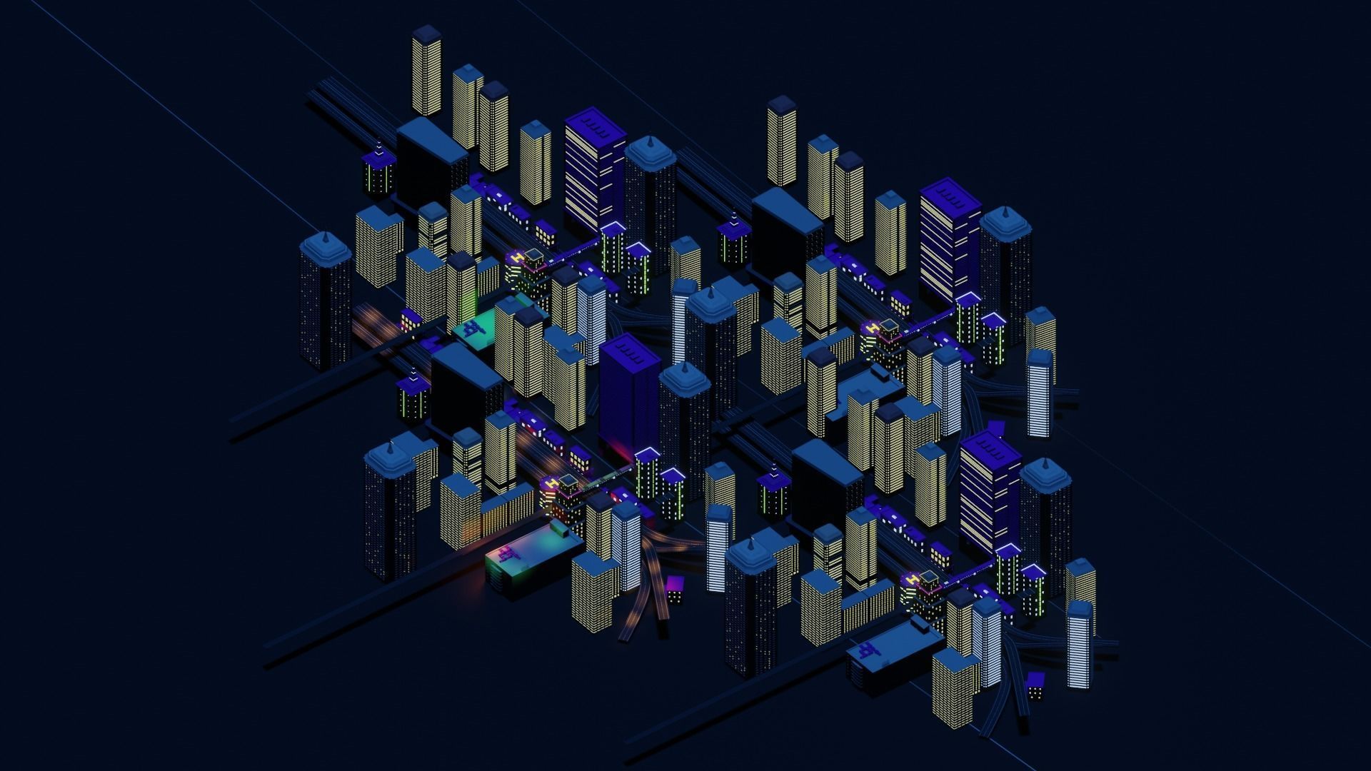 Skyscraper City Low-poly 3D model_1