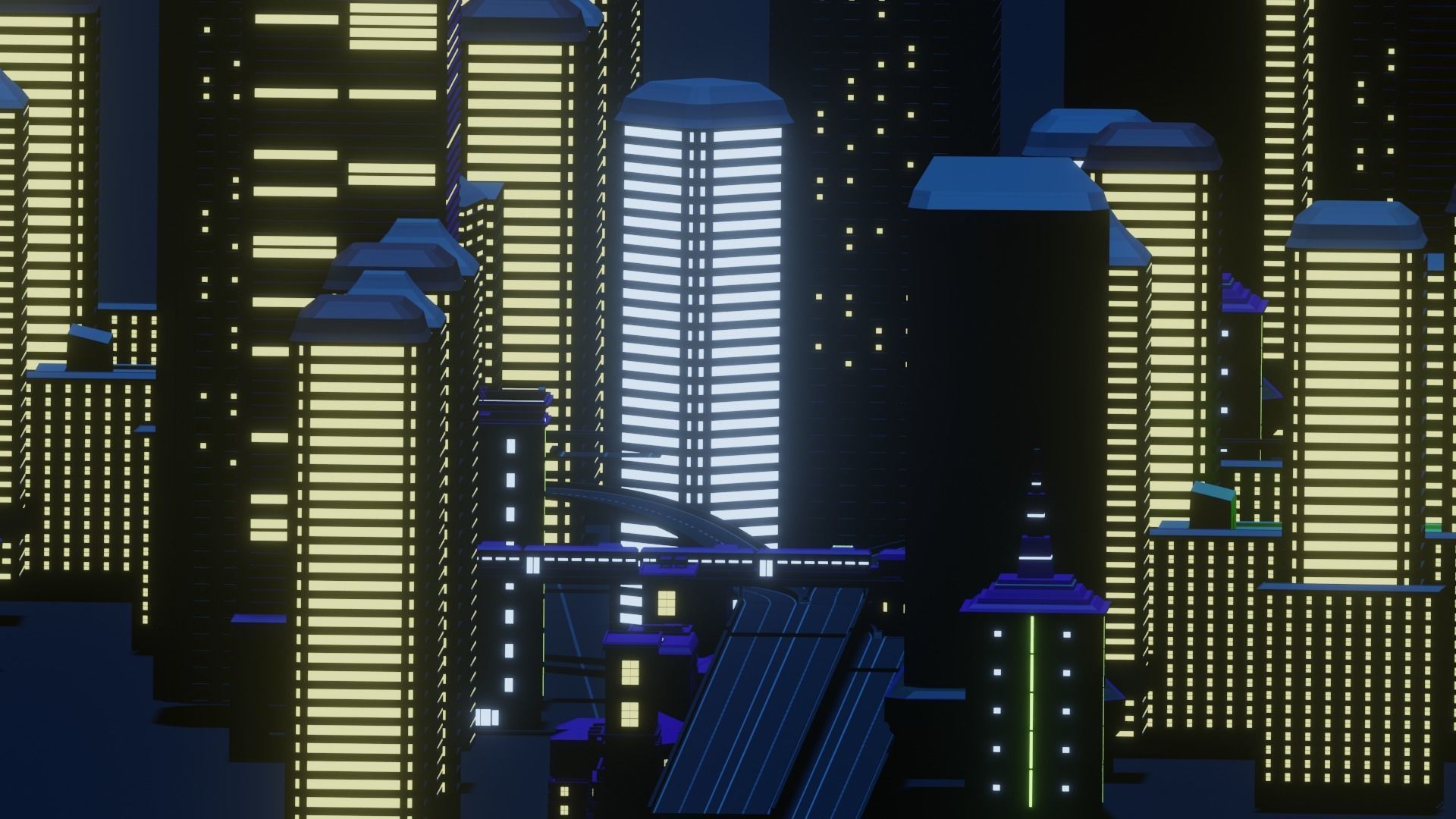 Skyscraper City Low-poly 3D model_3