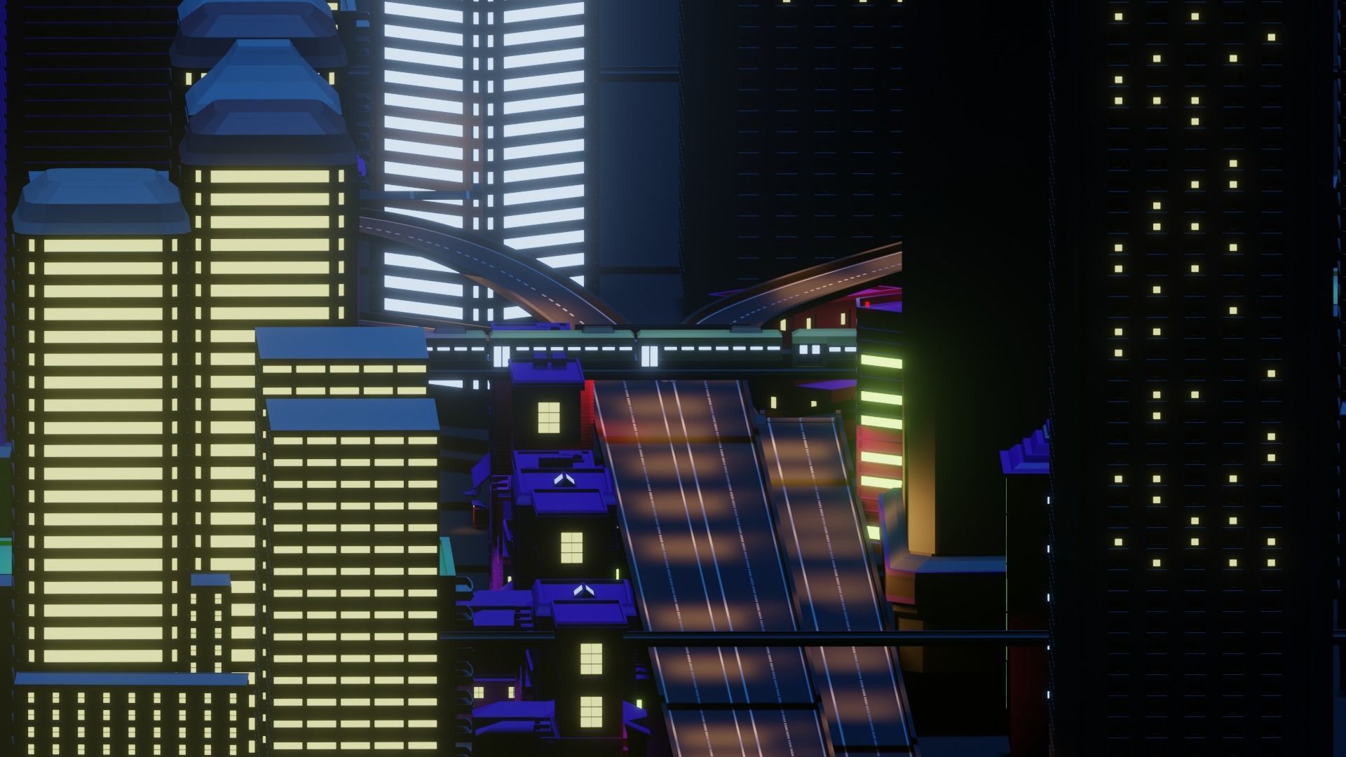 Skyscraper City Low-poly 3D model_6