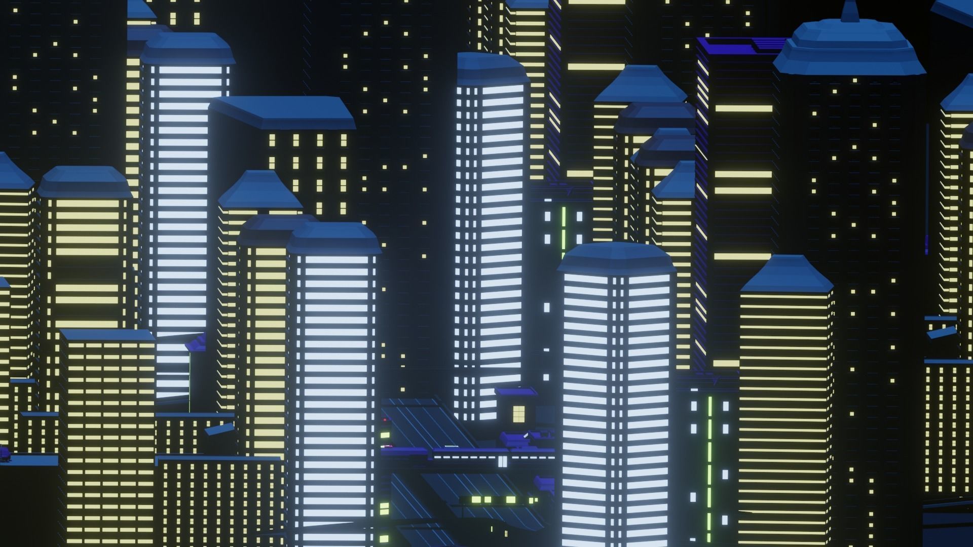 Skyscraper City Low-poly 3D model_4