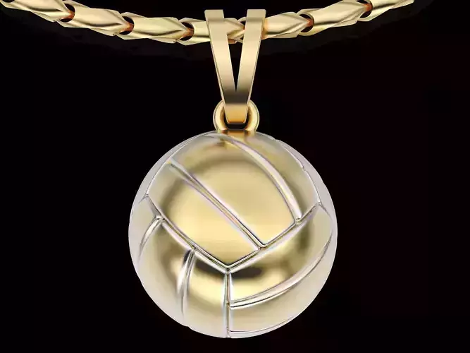 Volleyball Ball Pendant Silver Gold  Print