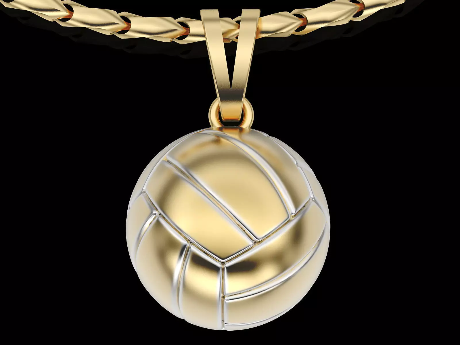 Volleyball Ball Pendant Silver Gold Print 3D print model