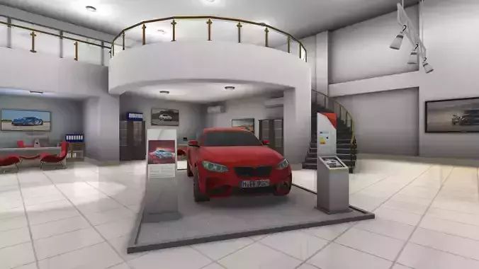 Realistic Car Garage Showroom Low-poly 3D model