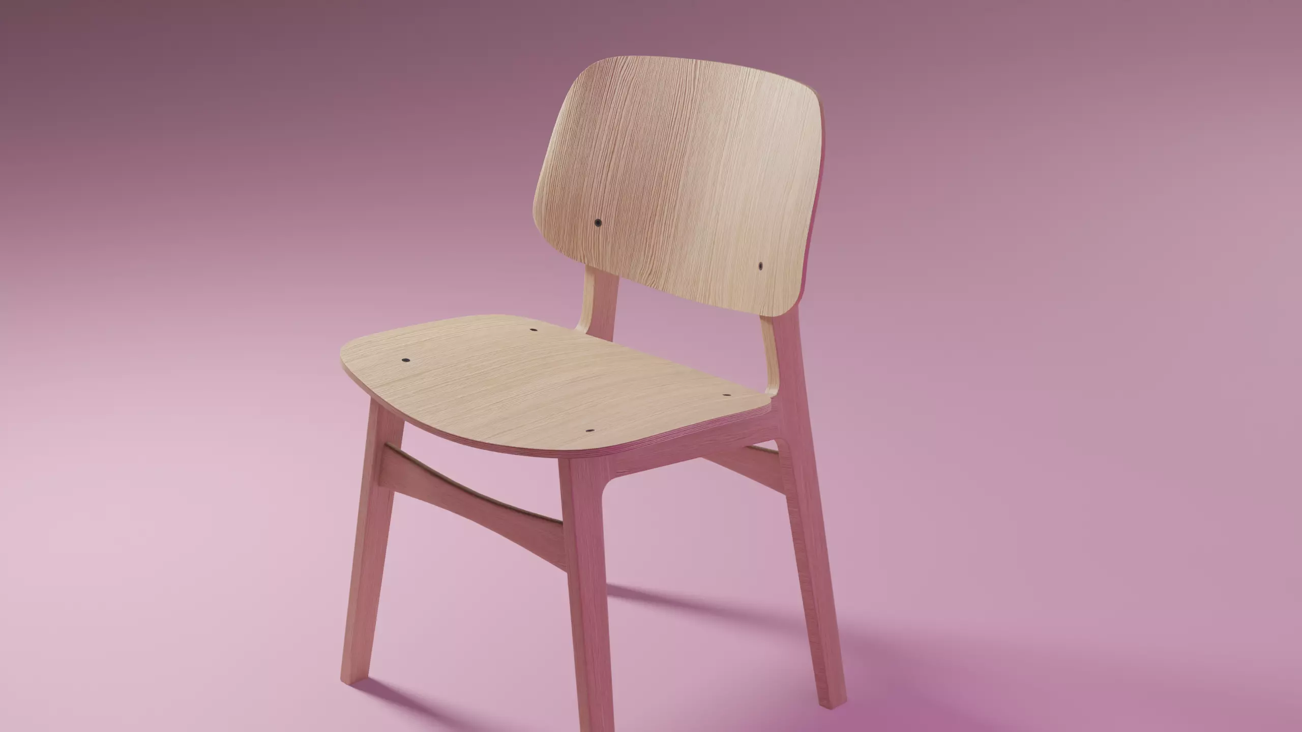 Modern Wooden Chair 3D model_0