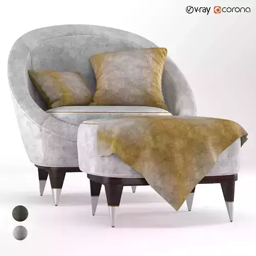 Nubuck Modern Arm chair 3D model