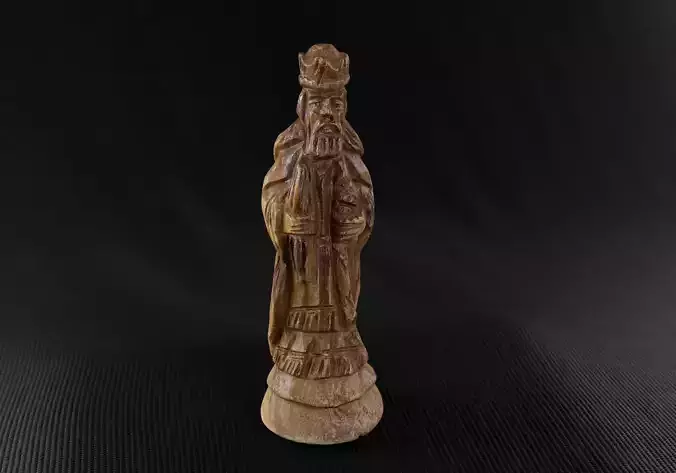 Wood Chess Pawn Handmade - Chessboard A - White King 01 - 