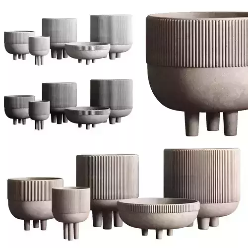 Vase Concrete Indoor Outdoor Set 03
