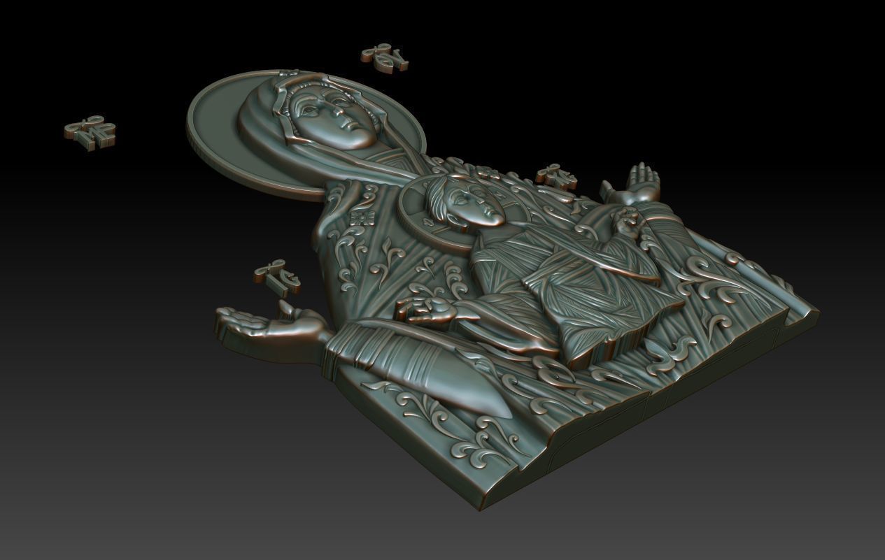 Mother of god with child 3D model_10