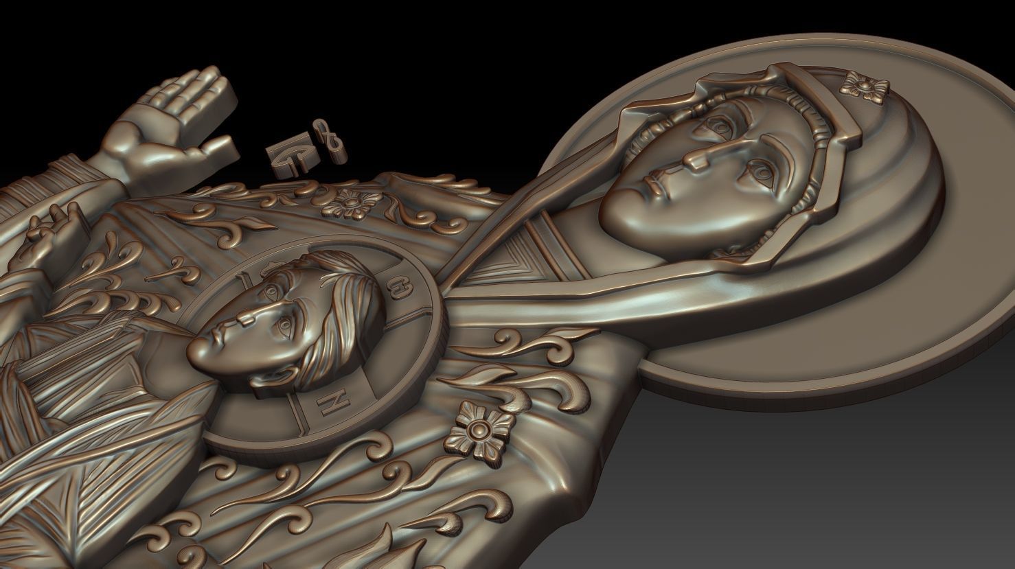 Mother of god with child 3D model_7