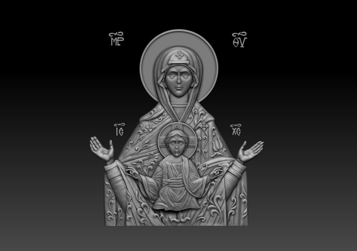 Mother of god with child 3D model_13