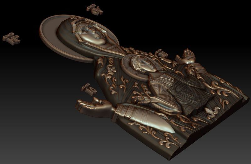 Mother of god with child 3D model_2