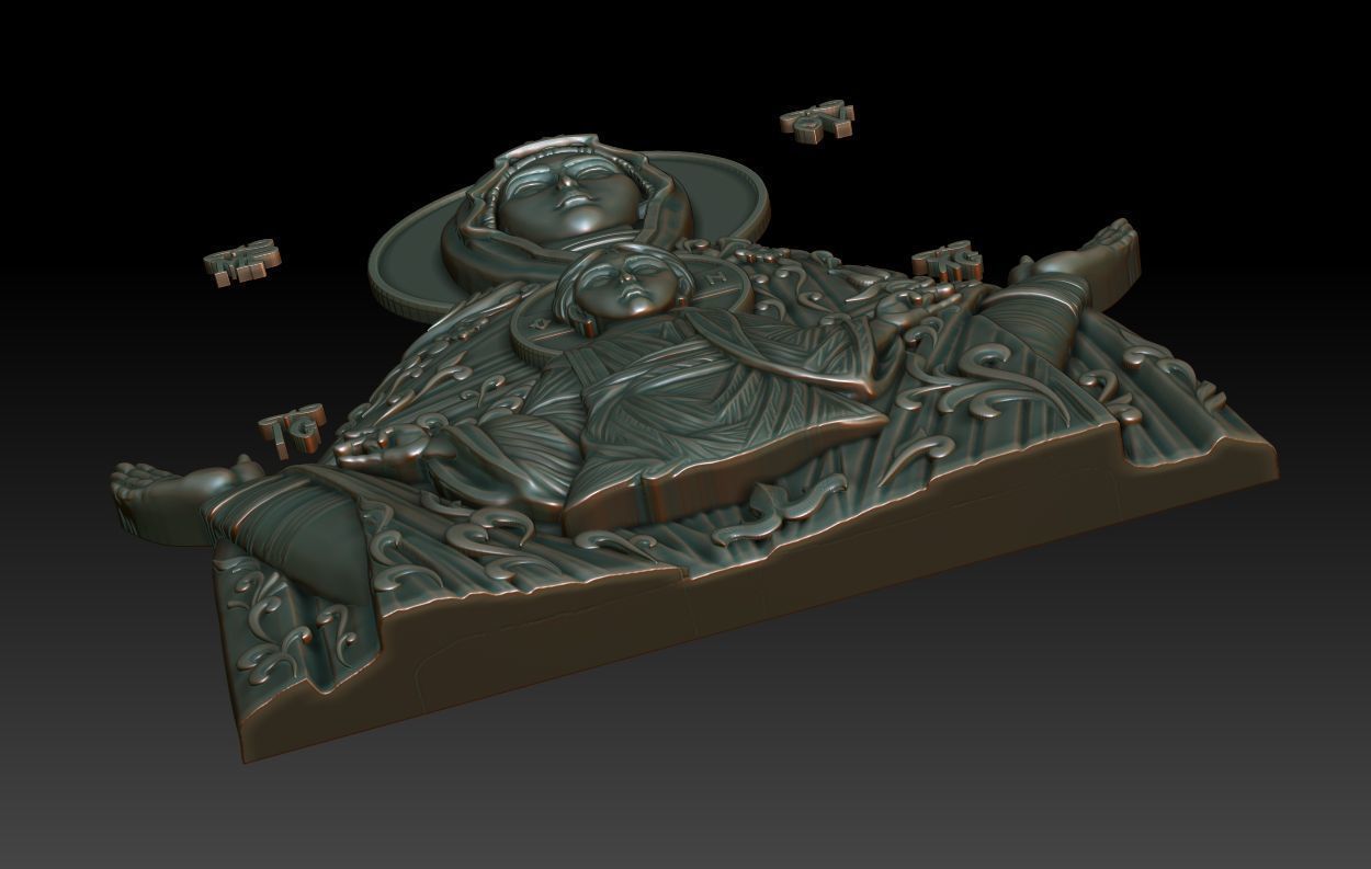 Mother of god with child 3D model_11