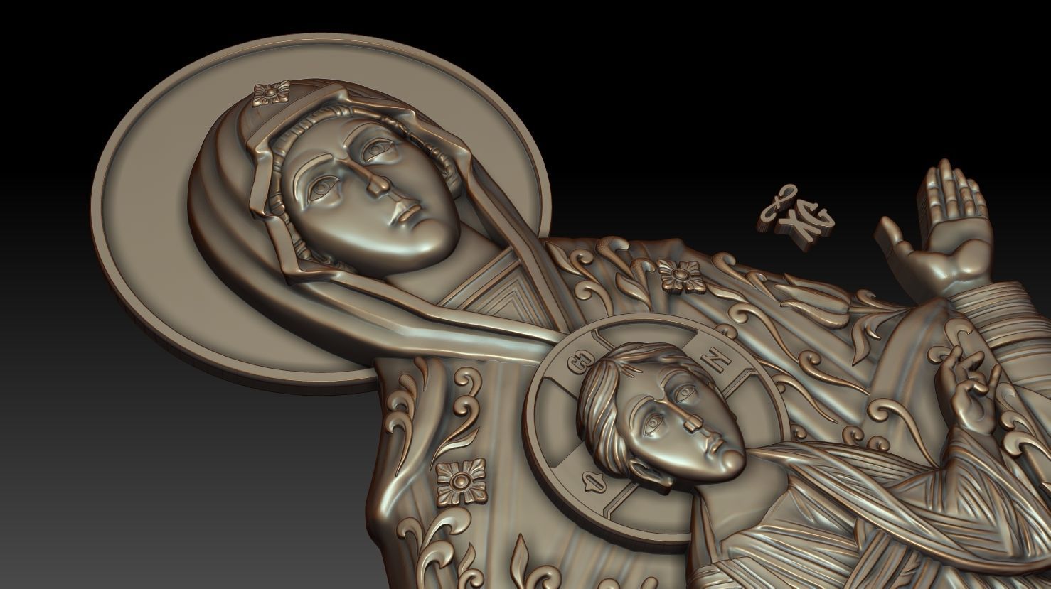 Mother of god with child 3D model_5
