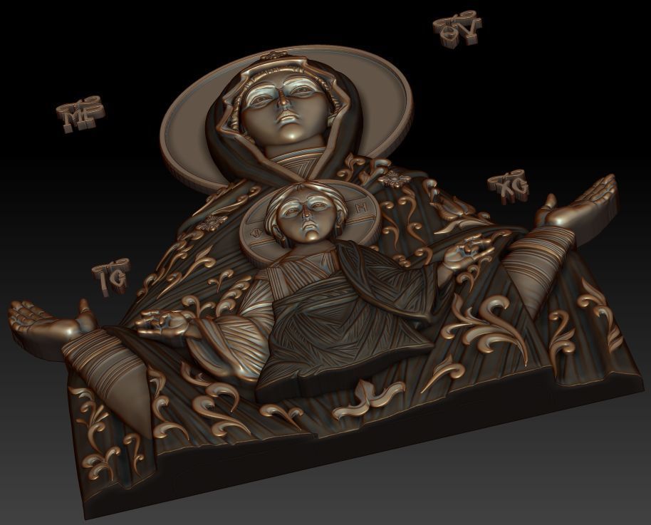 Mother of god with child 3D model_3