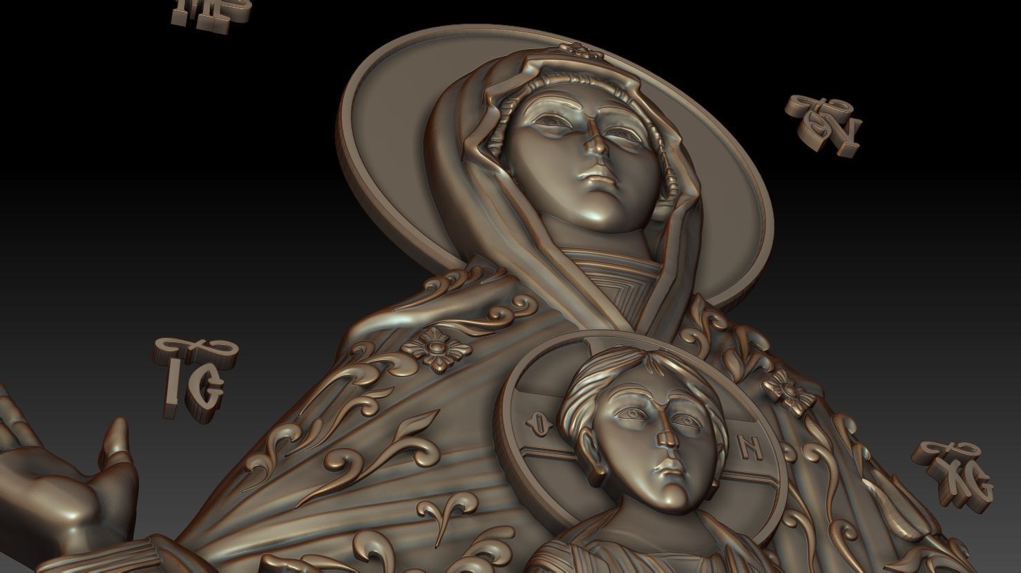 Mother of god with child 3D model_6
