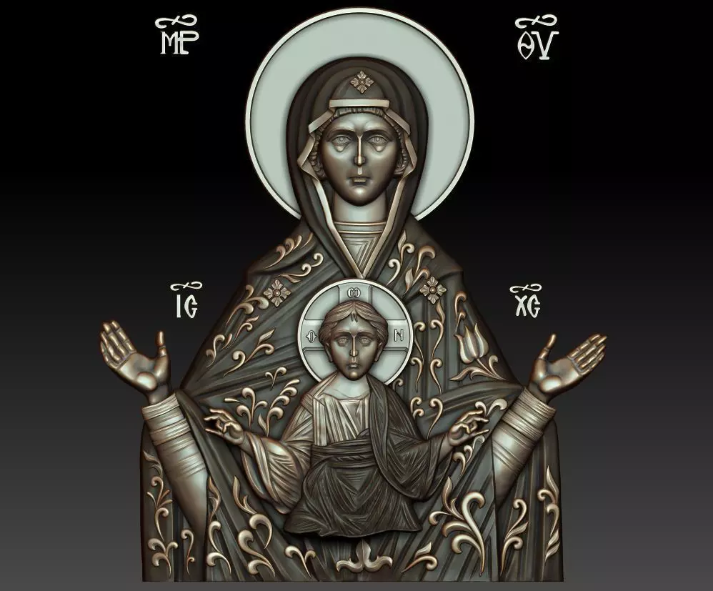 Mother of god with child 3D model_0