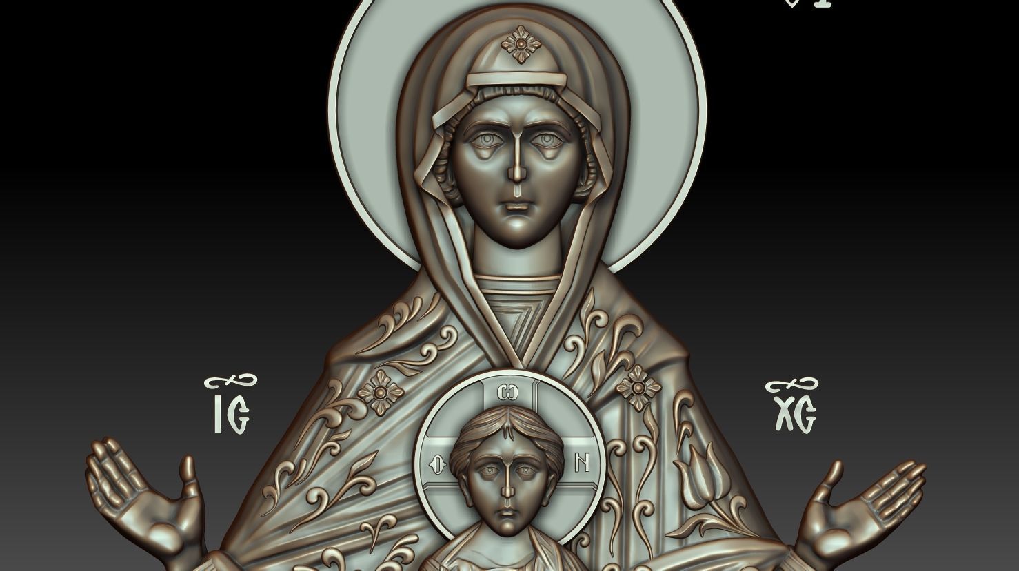 Mother of god with child 3D model_1